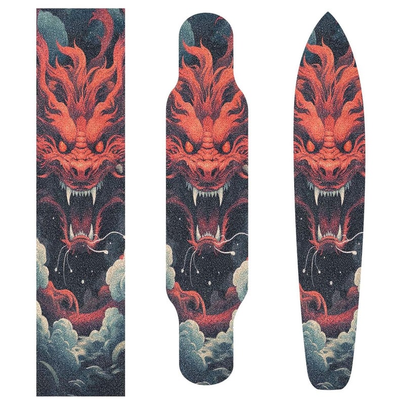 SDMKA Red Dragon Pattern Skateboard Grip Tape 9" x 33" Bubble Free Waterproof Skateboard Grip Tape Sheet Non Slip Griptape for Skateboard Longboard - Image 4